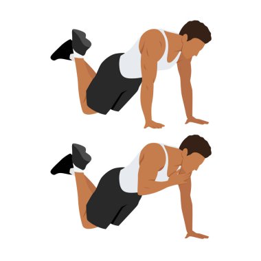 Adam değiştirilmiş omuz vuruşu yapıyor. Düz vektör çizimi beyaz arkaplanda izole edildi