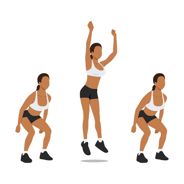 Femme Faisant Côté Autre Saut Squat Exercice Illustration Vectorielle Plate — Image vectorielle