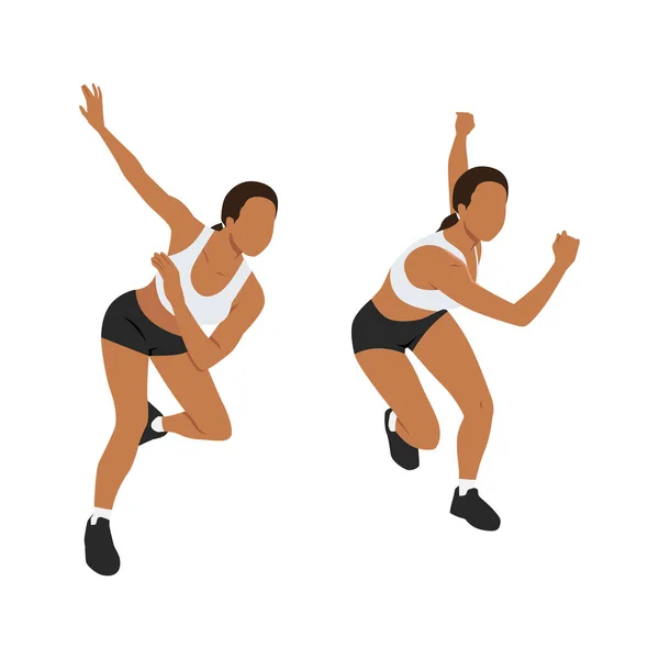 Femme Faisant Des Mouvements Latéraux Latéraux Des Patineurs Houblon Exercice — Image vectorielle