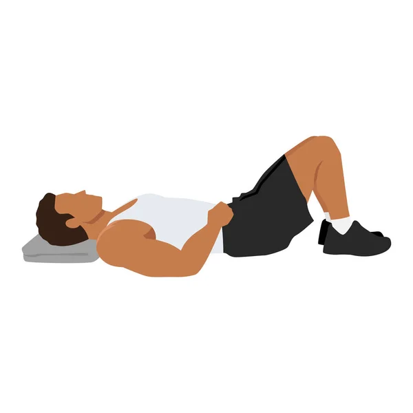 Man Doing Semi Supine Laying Constructive Rest Position Exercise Flat — Stock Vector