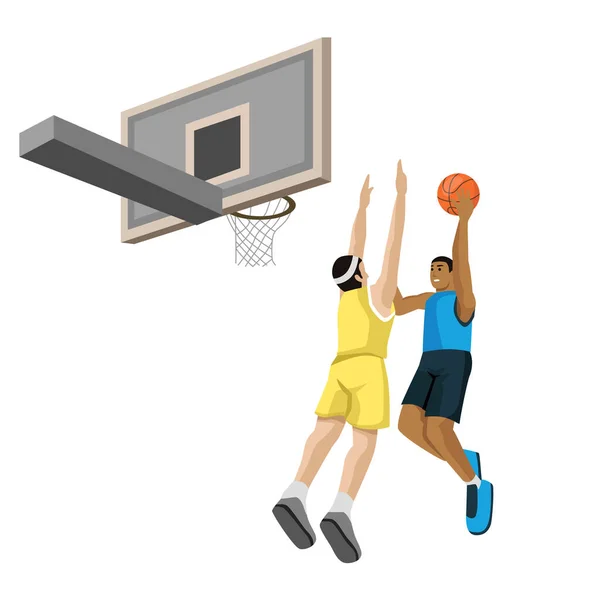 Illustration Vectorielle Garçons Jouant Basket Déposer Une Motion — Image vectorielle
