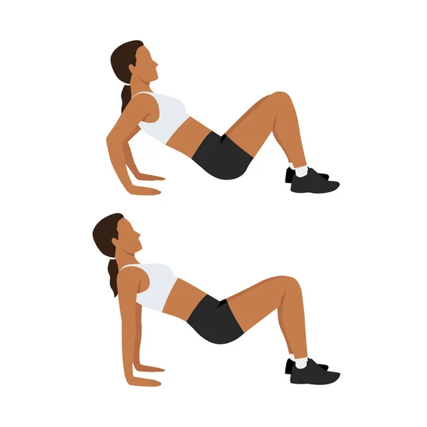 Femme Faisant Triceps Trempettes Exercice Entraînement Pour Les Mains Illustration — Image vectorielle