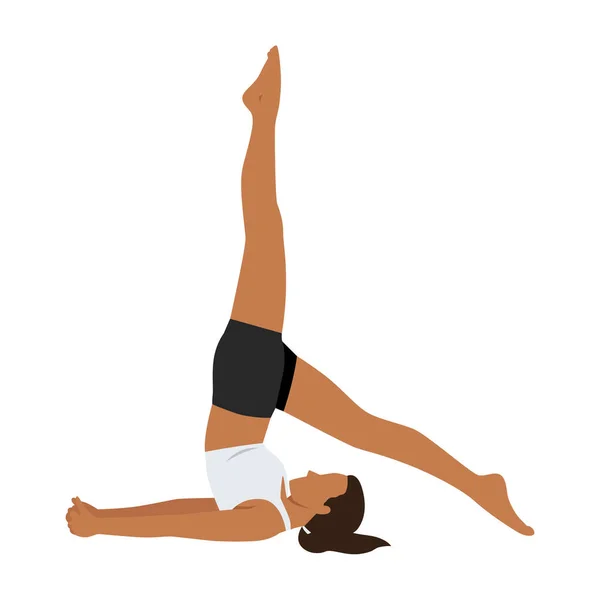 Yoga Στάση Ώμου Θέτουν Επίπεδη Διανυσματική Απεικόνιση Απομονωμένη Λευκό Φόντο — Διανυσματικό Αρχείο