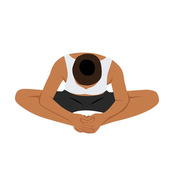 Femme Faisant Yoga Papillon Plier Vers Avant Pose Exercice Illustration — Image vectorielle