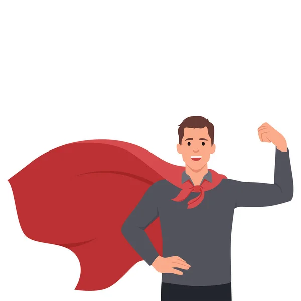 stock vector Businessman pose feel strong and costume like superhero. Flat vector illustration isolated on white background