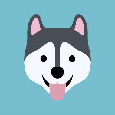 Şirin Sibirya İri Köpek Suratı ikonu, vektör çizimi