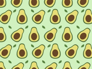 Avokado, baskı, kumaş ve organik, vegan, ham ürün ambalajları için kusursuz desen. Eko ve sağlıklı yiyecekler için doku