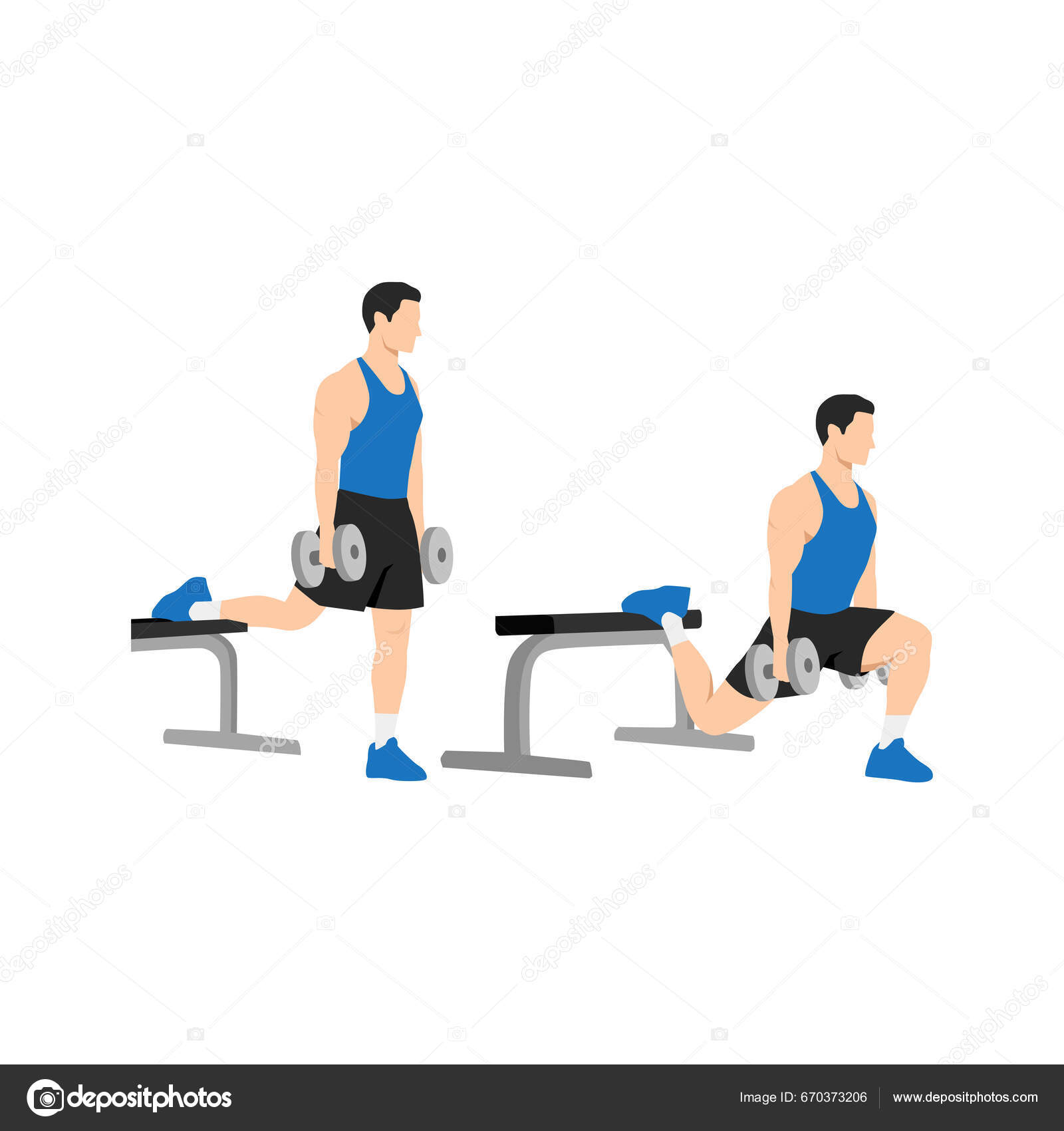 Hombre Haciendo Ejercicio Sentadillas Divididas Búlgaras