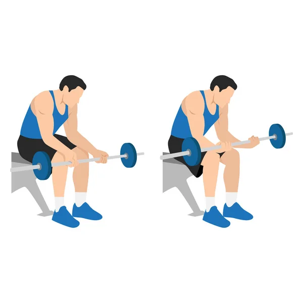 Άνθρωπος Κάνει Καθιστή Άσκηση Στις Μπούκλες Των Καρπών Επίπεδη Διανυσματική — Διανυσματικό Αρχείο