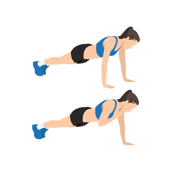 Femme Faisant Exercice Robinets Épaule Planche Illustration Vectorielle Plate Isolée — Image vectorielle