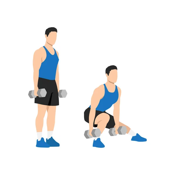 Man Doing Dumbbell Side Lunges Lateral Lunges Exercise Flat Vector — Stock Vector