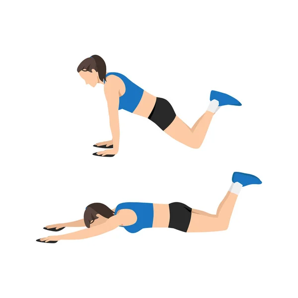 Femme Faisant Exercice Extension Illustration Vectorielle Plate Isolée Sur Fond — Image vectorielle