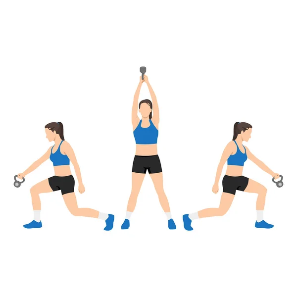 Femeia Care Face Exerciții Fizice Lunge Ilustrație Vectorială Plană Izolată — Vector de stoc