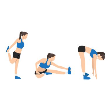 Antrenman kızı seti. Kadın spor yapıyor, yoga yapıyor. Isınıyorum, geriniyorum.