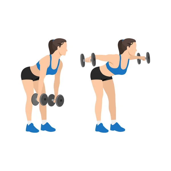 Woman Doing Dumbbell Bent Lateral Rear Delt Raises Flyes Exercise — Stock Vector