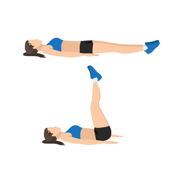 Femme Qui Ment Lève Jambe Exercice Levage Illustration Vectorielle Plate — Image vectorielle