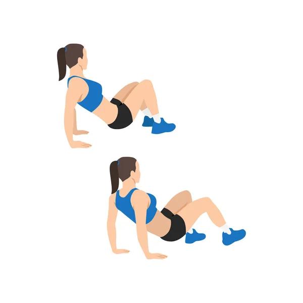 Femme Faisant Exercice Marche Crabe Illustration Vectorielle Plate Isolée Sur — Image vectorielle