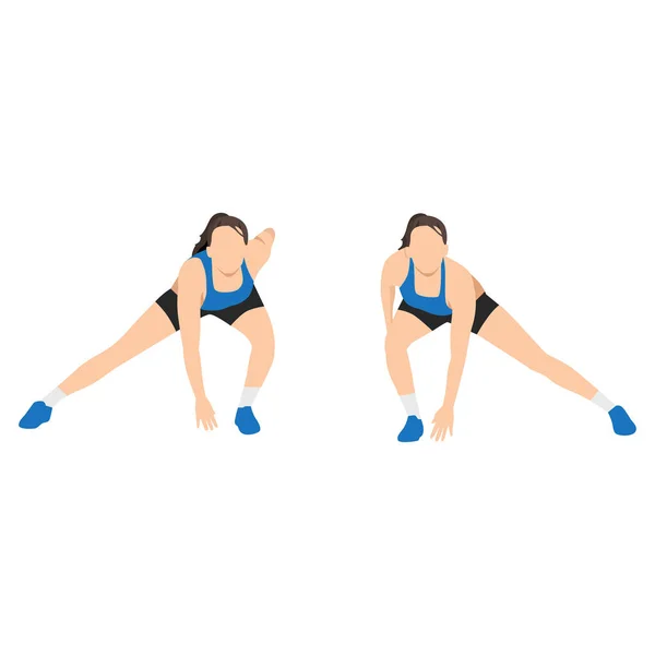 Femme Qui Fait Patinage Fait Exercice Illustration Vectorielle Plate Isolée — Image vectorielle