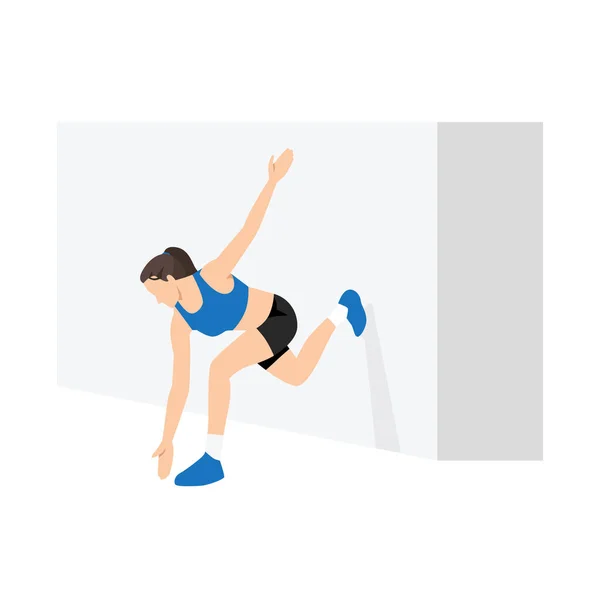Woman Doing Runner Lunge Exercise Flat Vector Illustration Isolated White — Stock Vector