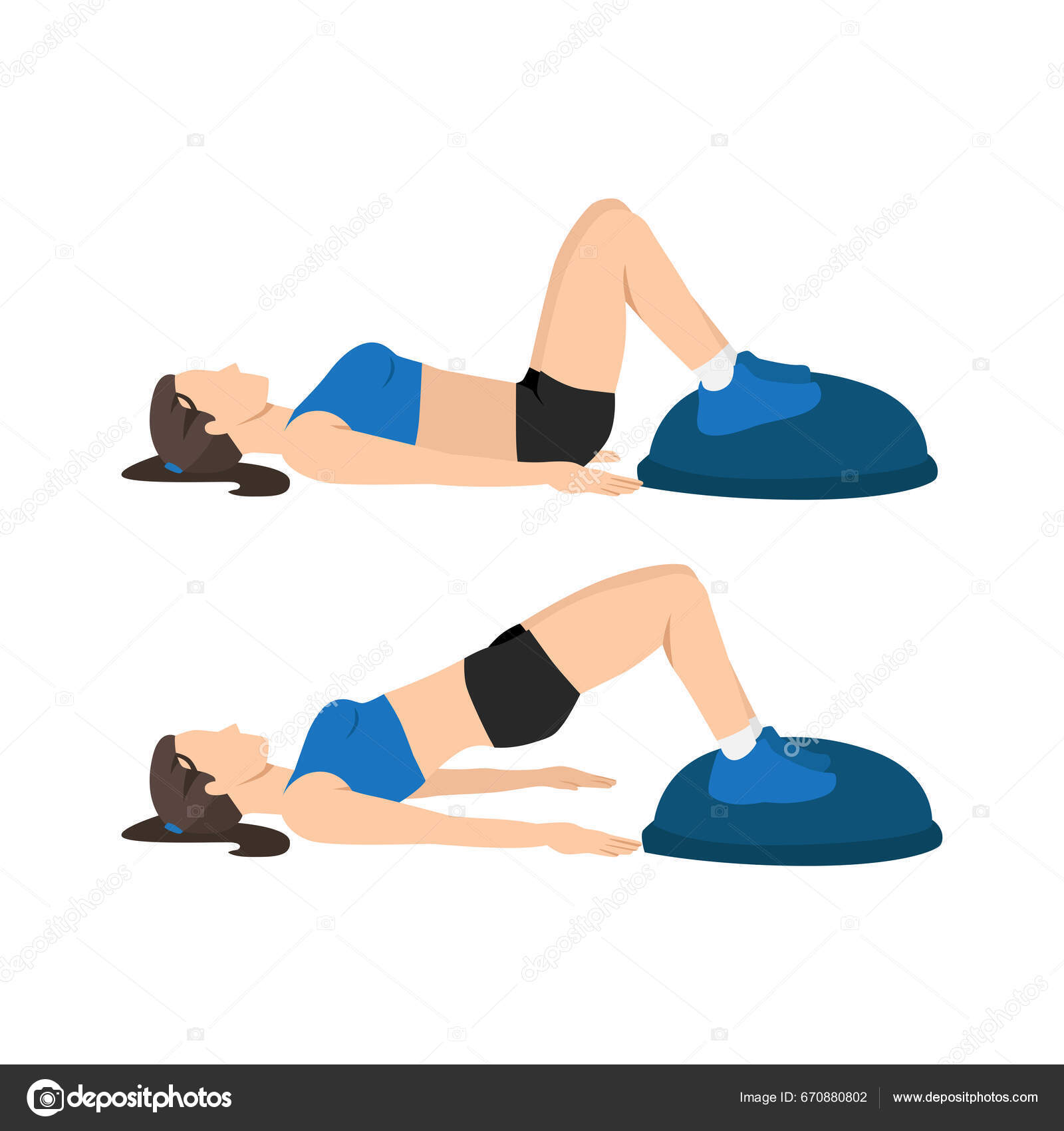 Single Leg Glute Bridge Bosu Ball Glute Exercises Bosu Glute