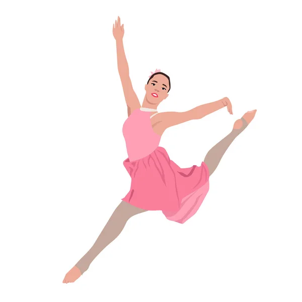 Vektor Elegante Ballerina Grünem Tutu Kleid Tanzend Auf Spitzenschuhen Weibliche — Stockvektor