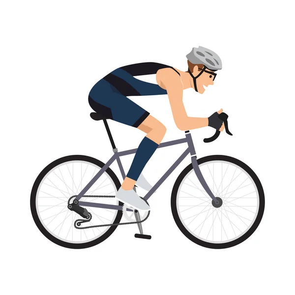 Jovem Anda Bicicleta Actividade Desportiva Atleta Anda Bicicleta Ilustração Estilo — Vetor de Stock