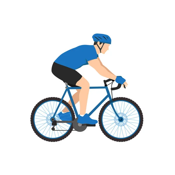 Homem Atleta Esportivo Ciclista Sportswear Capacete Equitação Bicicleta Design Estilo — Vetor de Stock
