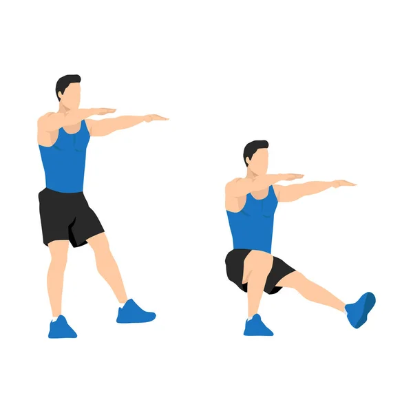 Homme Qui Squatte Une Jambe Exercice Squats Pistolet Illustration Vectorielle — Image vectorielle