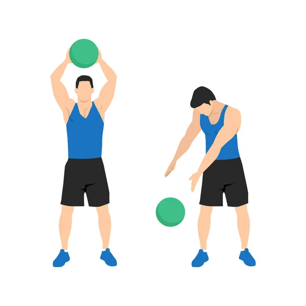 Médecine Ball Alterner Les Claques Latérales Exercice Illustration Vectorielle Plate — Image vectorielle