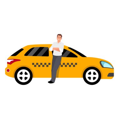 İzole edilmiş Cartoon Karakteri olan Taksi Şoförü. 