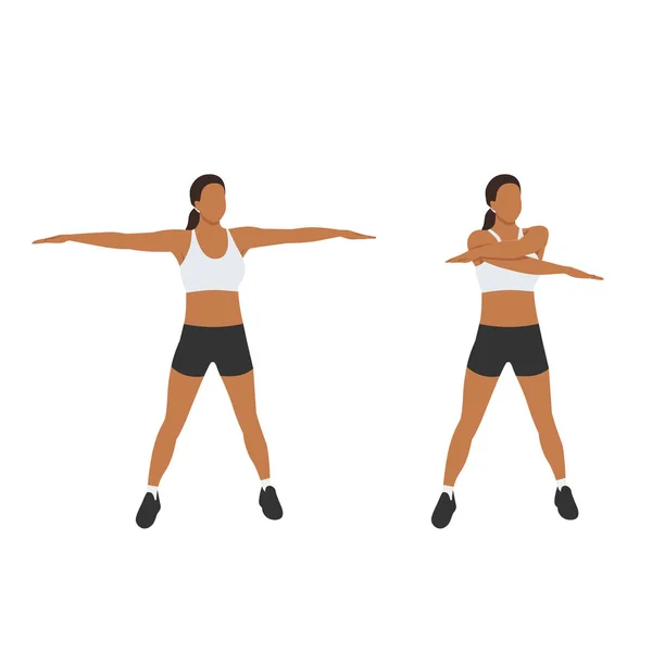 Femme Faisant Des Exercices Balançoires Bras Illustration Vectorielle Plate Isolée — Image vectorielle