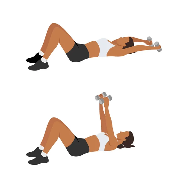 Femme Faisant Exercice Pull Haltère Illustration Vectorielle Plate Isolée Sur — Image vectorielle