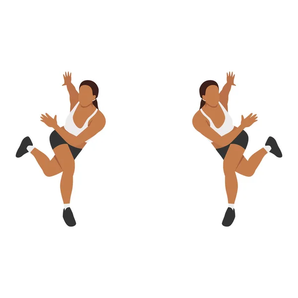 Femme Faisant Exercice Patineur Illustration Vectorielle Plate Isolée Sur Fond — Image vectorielle