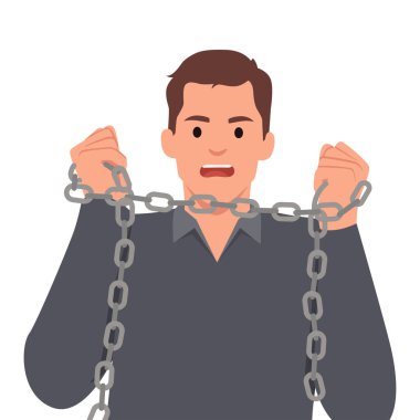 Kredi borcu olan ofis çalışanı karakteri. Düz vektör çizimi beyaz arkaplanda izole edildi