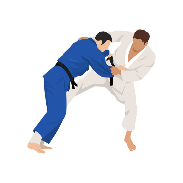 Athlete judoist, judoka, fighter in a duel, fight, match. Judo sport, martial art.