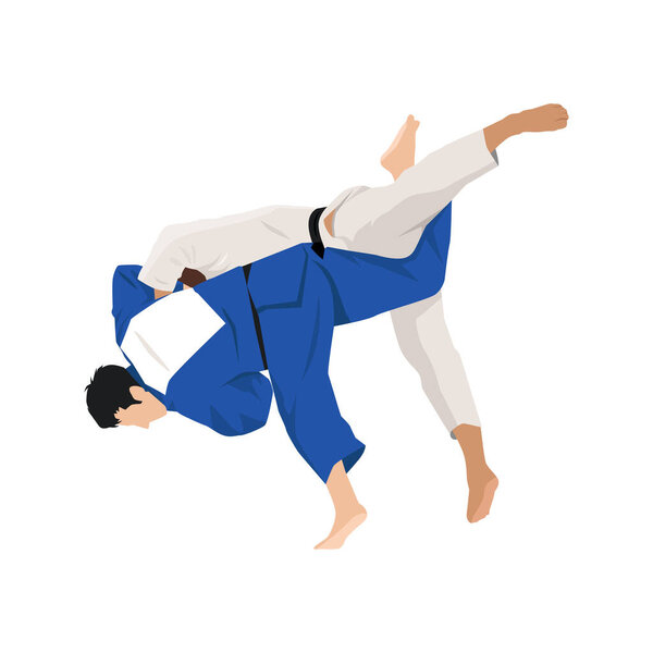 Athlete judoist, judoka, fighter in a duel, fight, match. Judo sport, martial art.