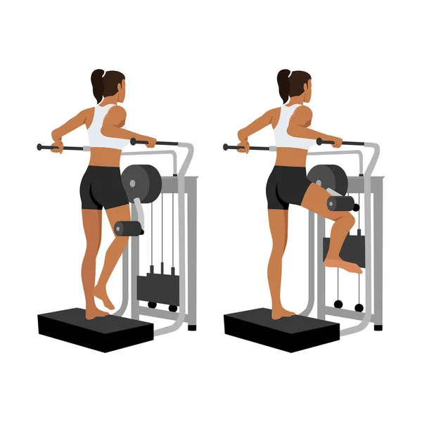 Man Doing Lever Side Hip Abduction Machine Exercise Flat Vector — Stock Vector