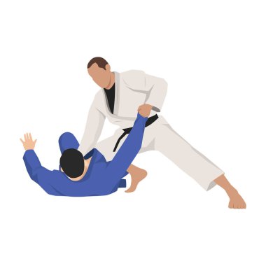 İki Brezilyalı Jiu Jitsu sporcusu boğuşuyor..