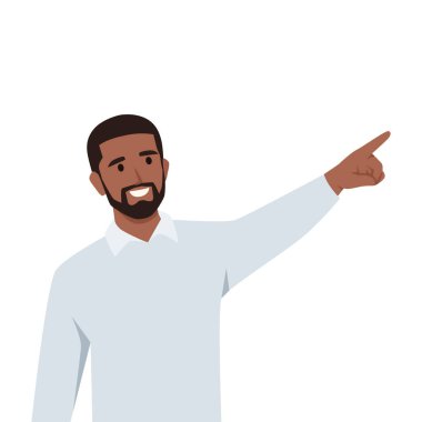 Genç siyahi adam işaret ediyor..