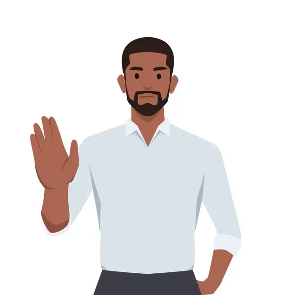 Business Man Making Showing Stop Gesture Sign Hand Saying Flat Vector De Stock
