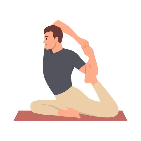 stock vector Man doing yoga on mat. Flat vector illustration isolated on white background