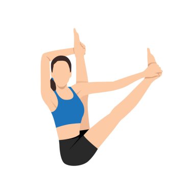 Tekne Pozu Değiştiren Kadın Eller Ayaklara veya Parivrtta Navasana Çeşitlemesi Eller Ayaklara. Düz vektör çizimi beyaz arkaplanda izole edildi