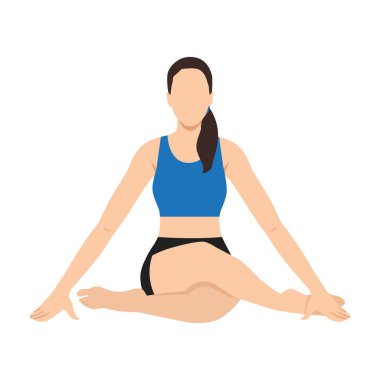 Ayakkabı bağcığı yoga egzersizi yapan bir kadın. Düz vektör çizimi beyaz arkaplanda izole edildi