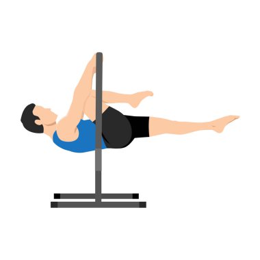 Man doing advanced tuck front lever on a bar calisthenics exercise. Flat vector illustration isolated on white background clipart