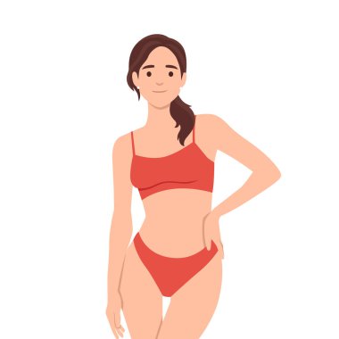 Giyinmek için güzel bir model. Düz vektör çizimi beyaz arkaplanda izole edildi