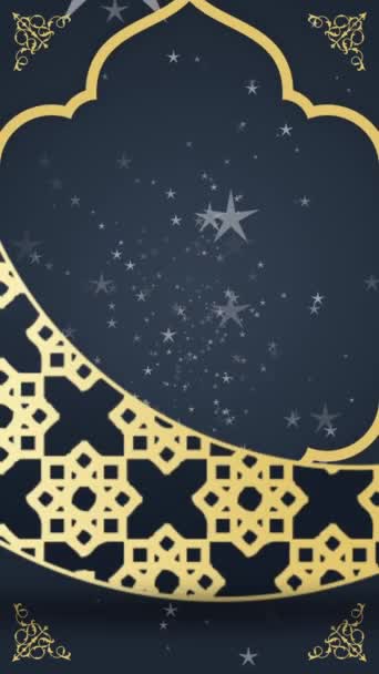 感谢穆巴拉克的问候动画开斋节用阿拉伯语书写 动画明星和月亮 文本框 — 图库视频影像