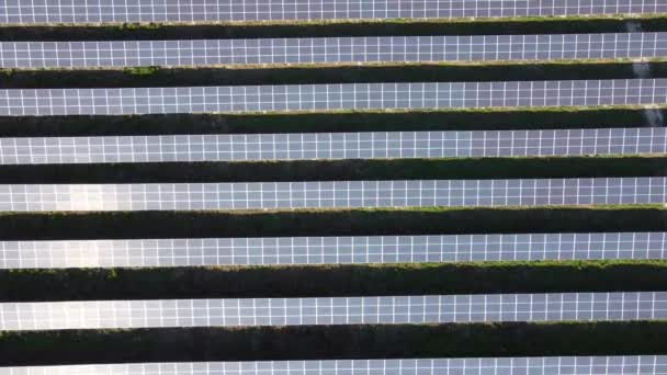 Ovanför Solpanelerna Som Reflekterar Solskenet Förnybar Grön Energi Långsamma Rörelser — Stockvideo