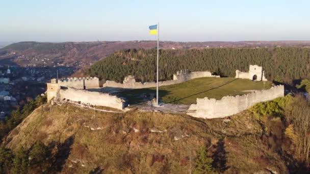 Castillo Kremenets Castillo Montaña Reina Bona Kremenets Ucrania Paredes Medio — Vídeos de Stock