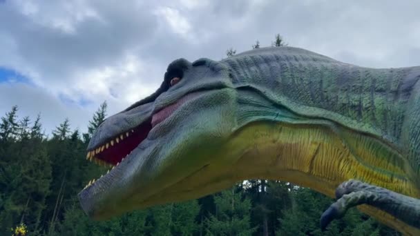 Tyrannosaure Dinosaure Rex Est Allé Chasse Sur Fond Arbres Verts — Video