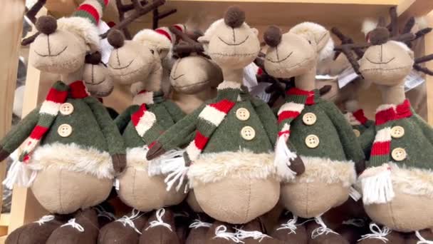Decorazione Natale Sotto Forma Alce Morbido Divertente Con Corna Una — Video Stock